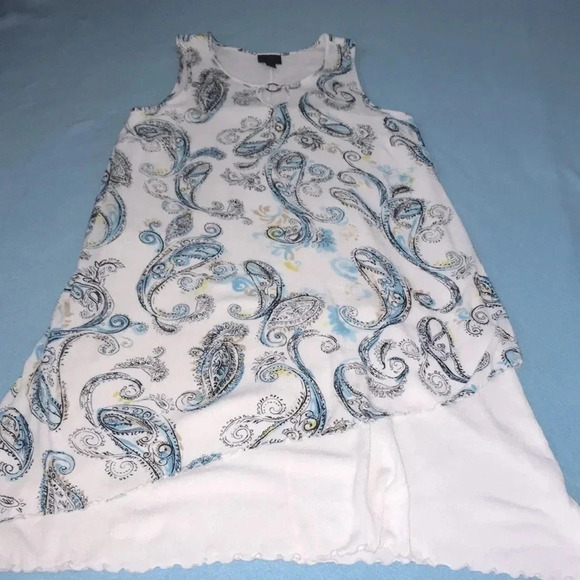 JM COLLECTION paisley print asymmetrical layered tank flowy dress NEW Size M - Picture 2 of 9